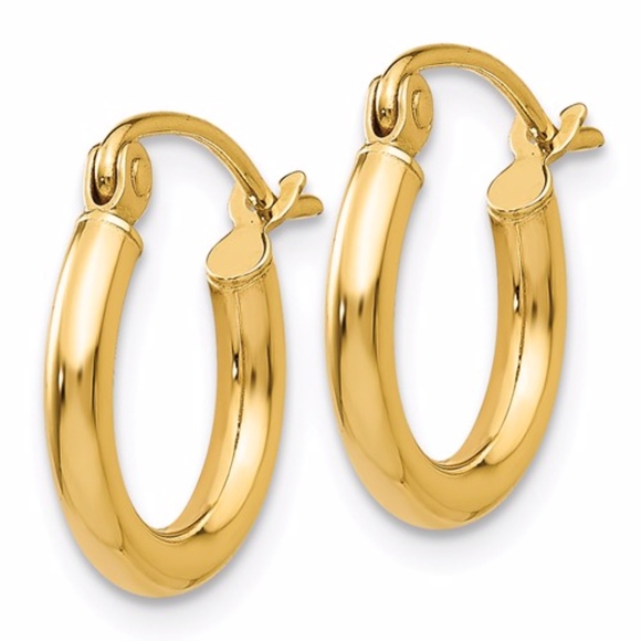 14K Lightweight Tube Hoop Earrings - Picture 2 of 4